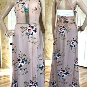 Light for Fashion Dress Tan & a pretty flower pattern Size M to L  NWT